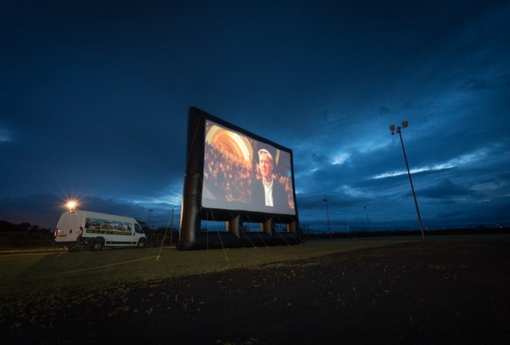 Large 40ft mobile drive in cinema screen for hire in Northern Ireland